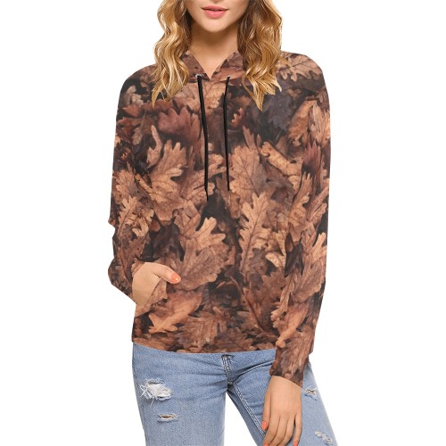 Fall Leaves All Over Print Hoodie for Women (USA Size) (Model H13)