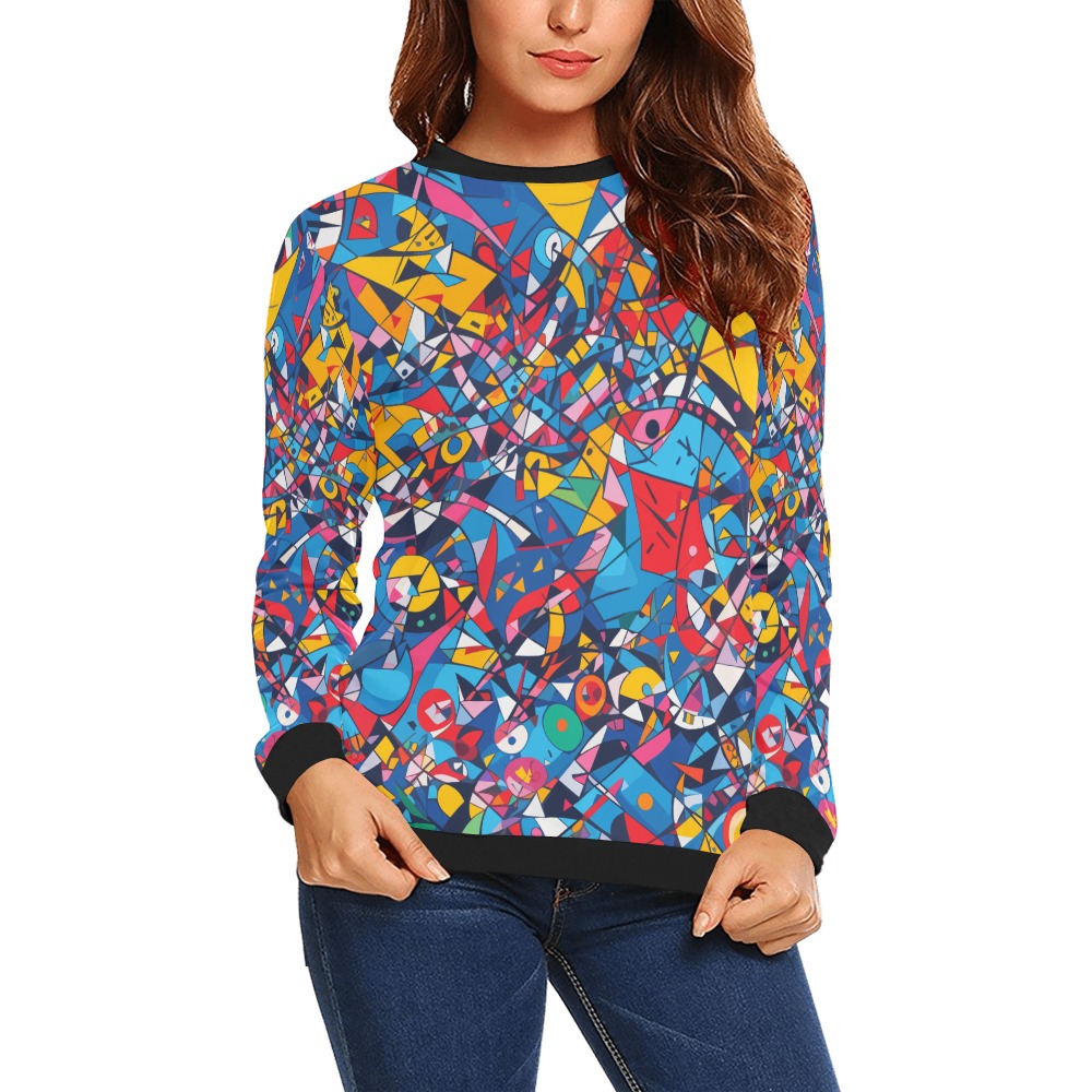 Colorful geometric fantasy. Geometric abstract art All Over Print Crewneck Sweatshirt for Women (Model H18)