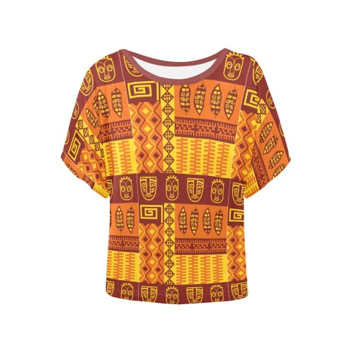 African patterns -13 Women's Batwing-Sleeved Blouse T shirt (Model T44)