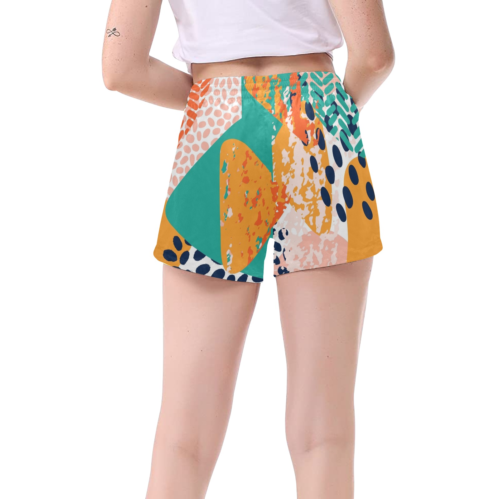 Abstract Scribble Women's Mid-Length Board Shorts (Model L55)