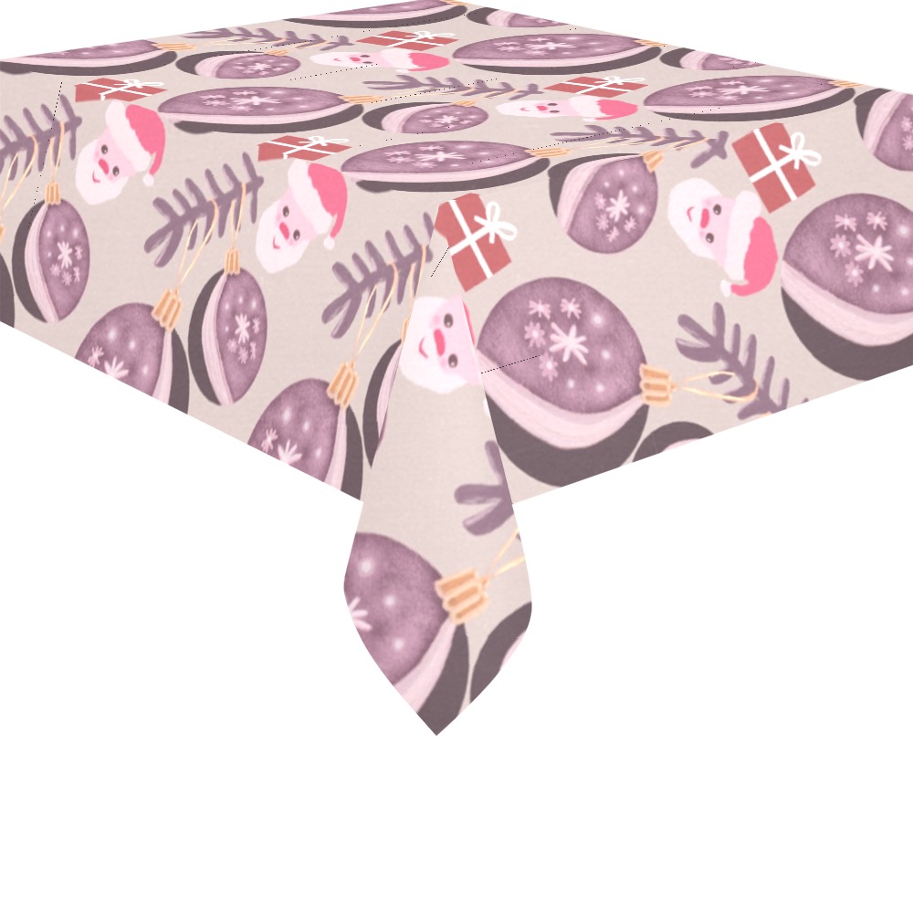 Christmas design -beige Cotton Linen Tablecloth 52"x 70"