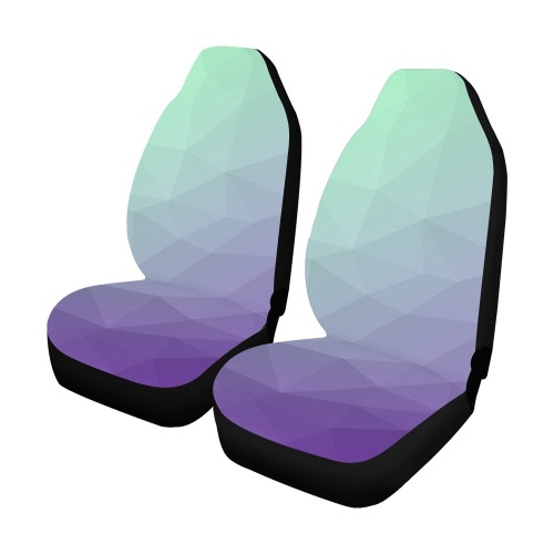 Purple green ombre gradient geometric mesh pattern Car Seat Covers (Set of 2)