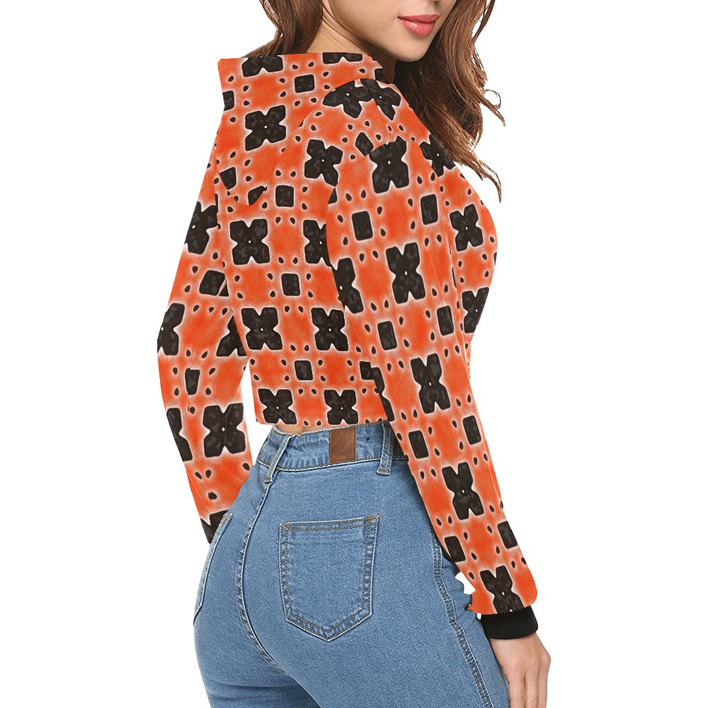 Arabesque All Over Print Crop Hoodie for Women (Model H22)