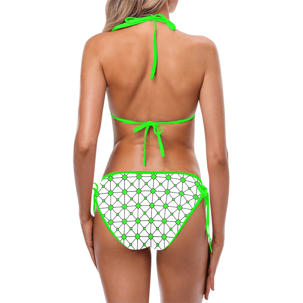stain glass window shell green Custom Bikini Swimsuit (Model S01)