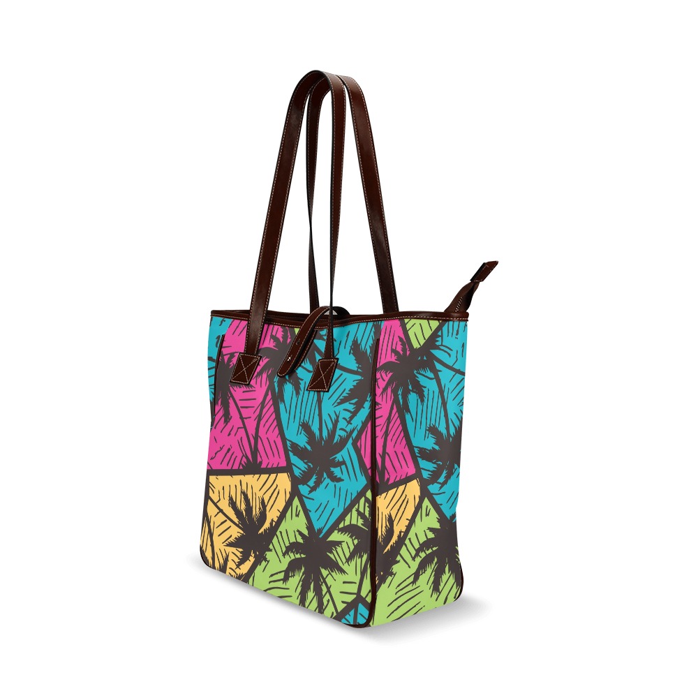 Abstract colourful geometry seamless pattern with palm trees tote bag Classic Tote Bag (Model 1644)