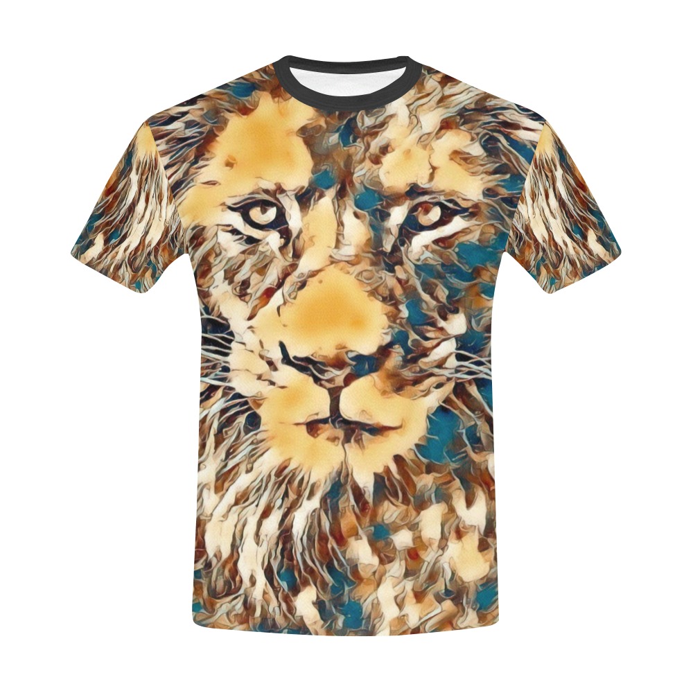 RR BURNOUT Lion Paint All Over Print T-Shirt for Men (USA Size) (Model T40)