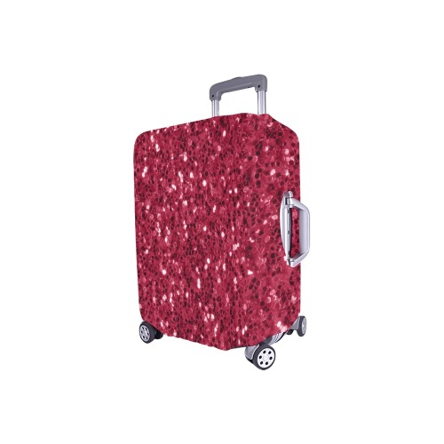 Magenta dark pink red faux sparkles glitter Luggage Cover/Small 18"-21"