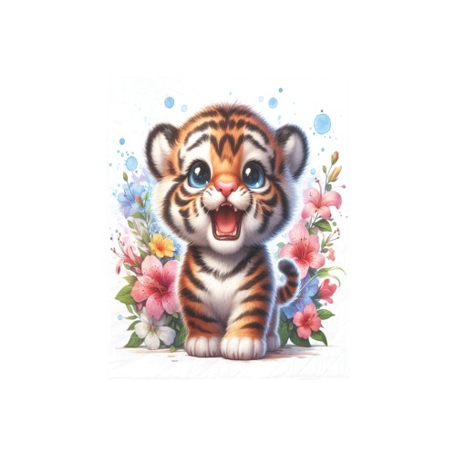 Watercolor Tiger 1 Quilt 40"x50"