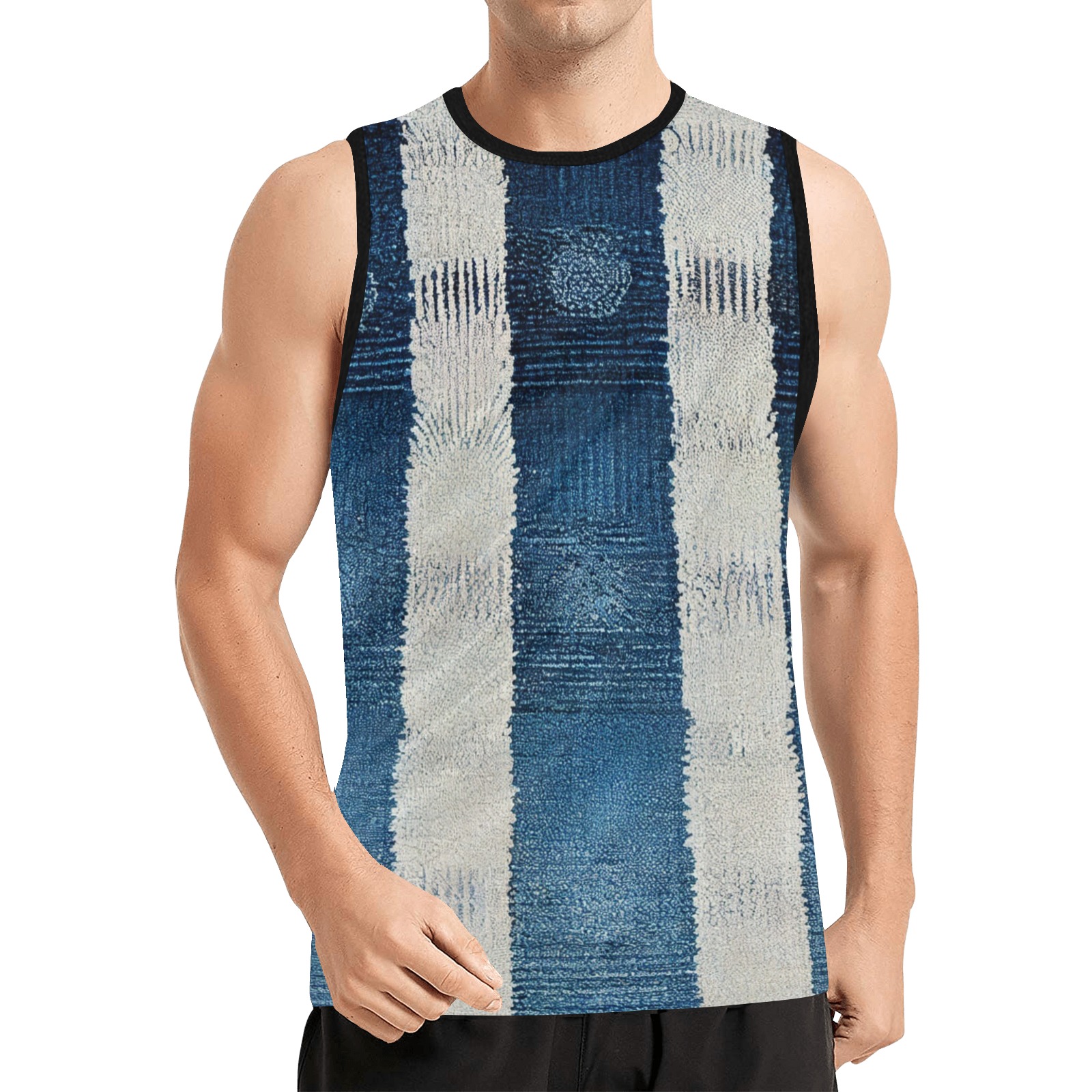vertical striped pattern, blue and white All Over Print Basketball Jersey