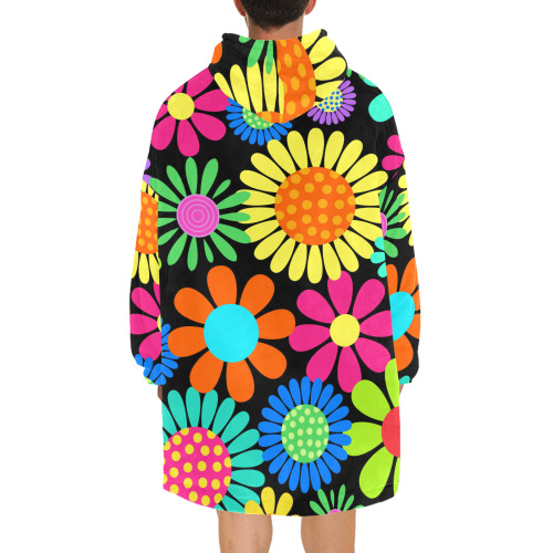 Retro Daisy Flower Power Sixties Hippy Pattern Blanket Hoodie for Men