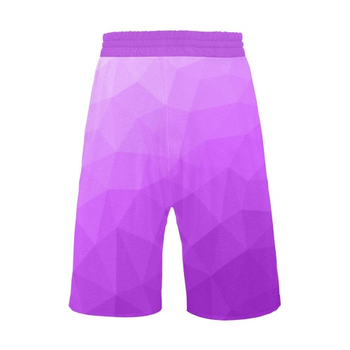Purple gradient geometric mesh pattern Men's All Over Print Casual Shorts (Model L23)