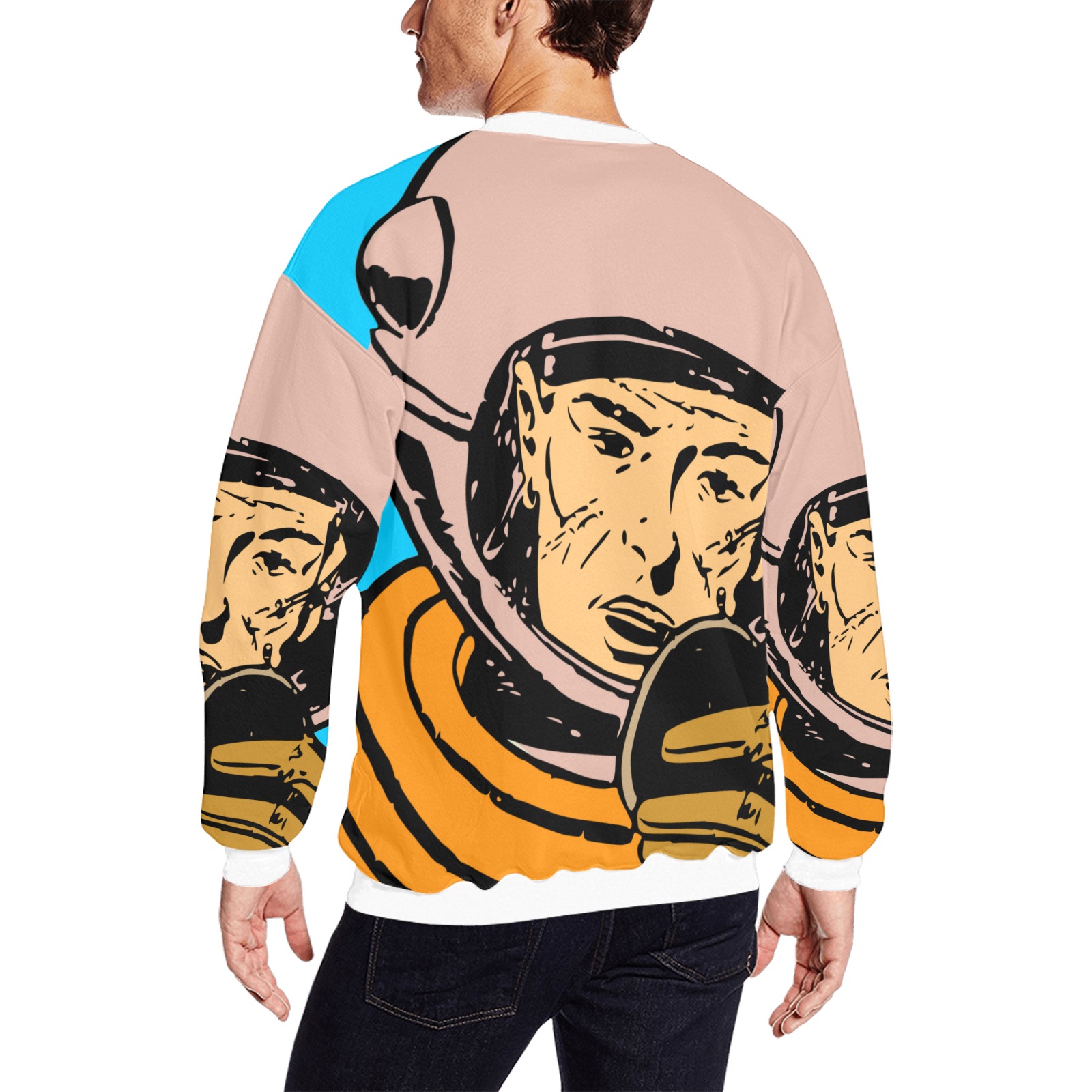 astronaut All Over Print Crewneck Sweatshirt for Men (Model H18)