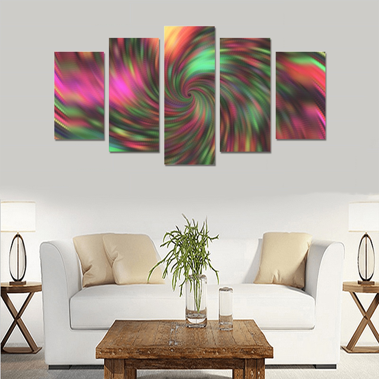 Colorful Abstract Spiral Canvas Print Sets A (No Frame)