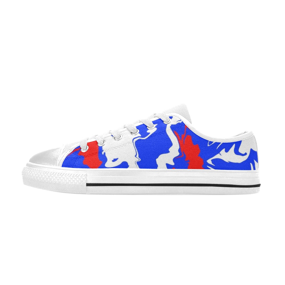 Patriotic Swirls of Red, White and Blue Women's Classic Canvas Shoes (Model 018)