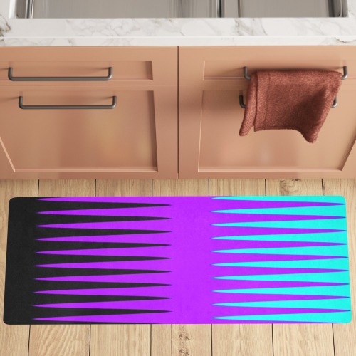 Wave Design Blue, Purple and Black Kitchen Mat 48"x17"