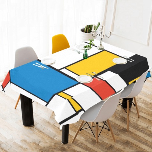 Mondrian De Stijl Modern Thickiy Ronior Tablecloth 104"x 60"