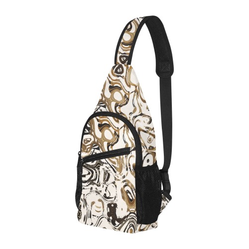 Marble Bronze All Over Print Chest Bag (Model 1719)