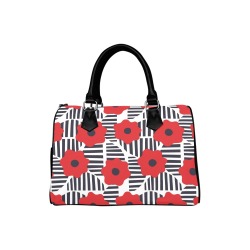 Red Flowers, Black Lines Boston Handbag (Model 1621)