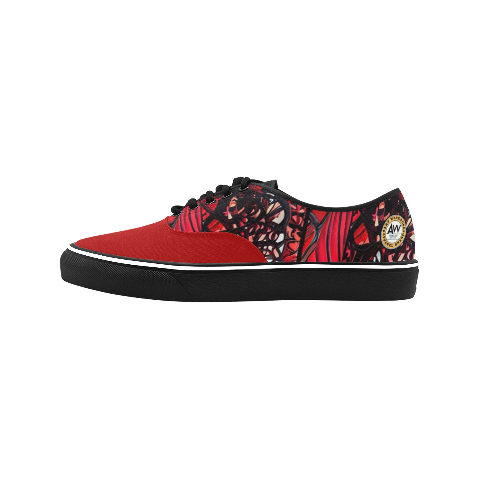 red and black intricate pattern 1 Classic Women's Canvas Low Top Shoes (Model E001-4)