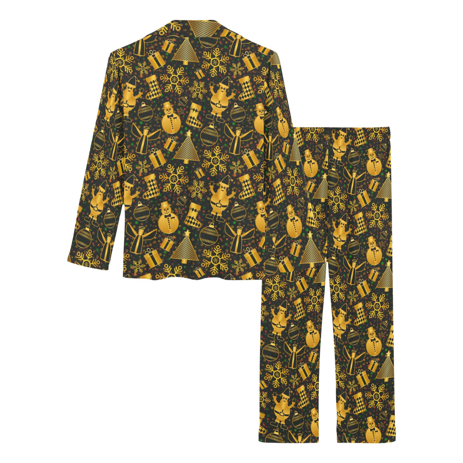 Golden Christmas Icons Women's Long Pajama Set