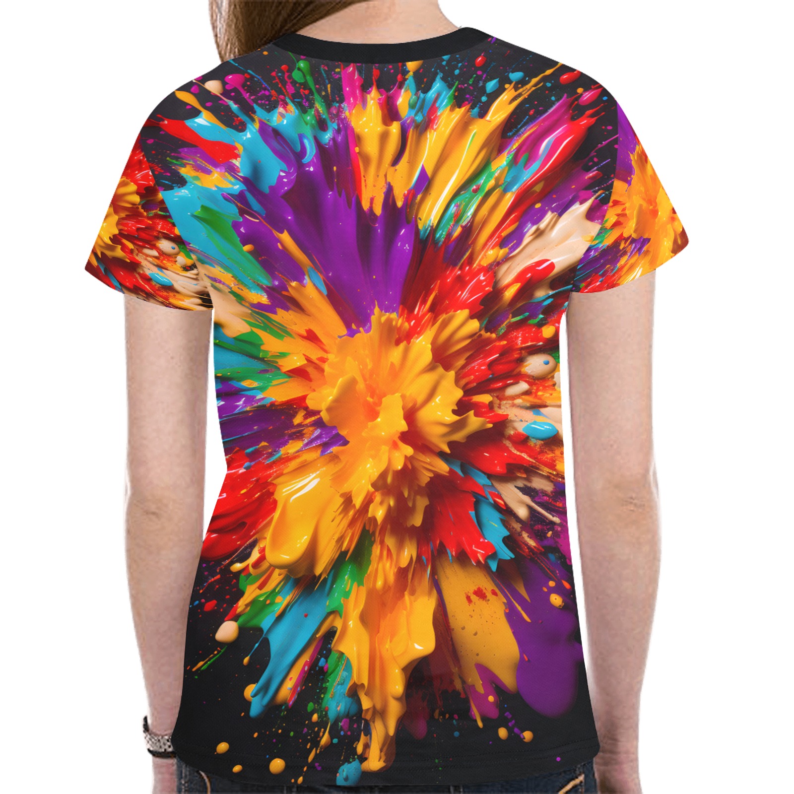 Paint Splatter New All Over Print T-shirt for Women (Model T45)