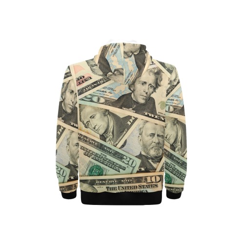 US PAPER CURRENCY High Neck Pullover Hoodie for Men (Model H24)
