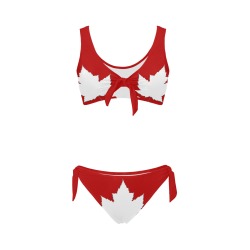 cute Canada Two Piece Bathing Suit Bow Tie Front Bikini Swimsuit (Model S38)