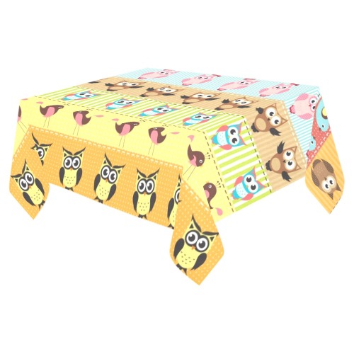 Owls Cotton Linen Tablecloth 52"x 70"