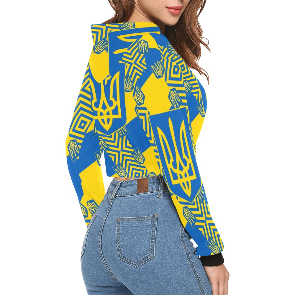 UKRAINE 2 All Over Print Crop Hoodie for Women (Model H22)