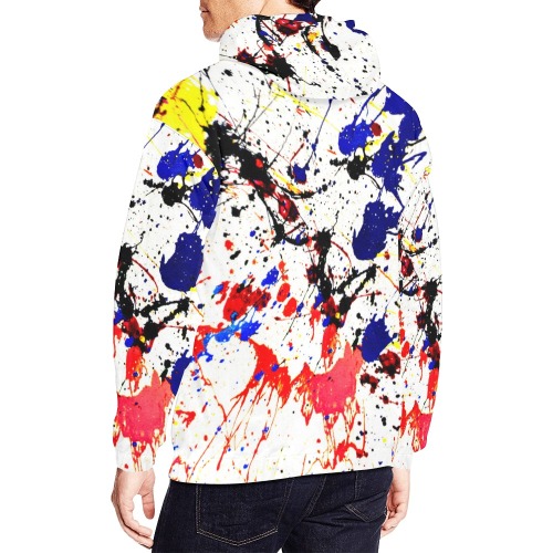 Blue & Red Paint Splatter All Over Print Hoodie for Men (USA Size) (Model H13)