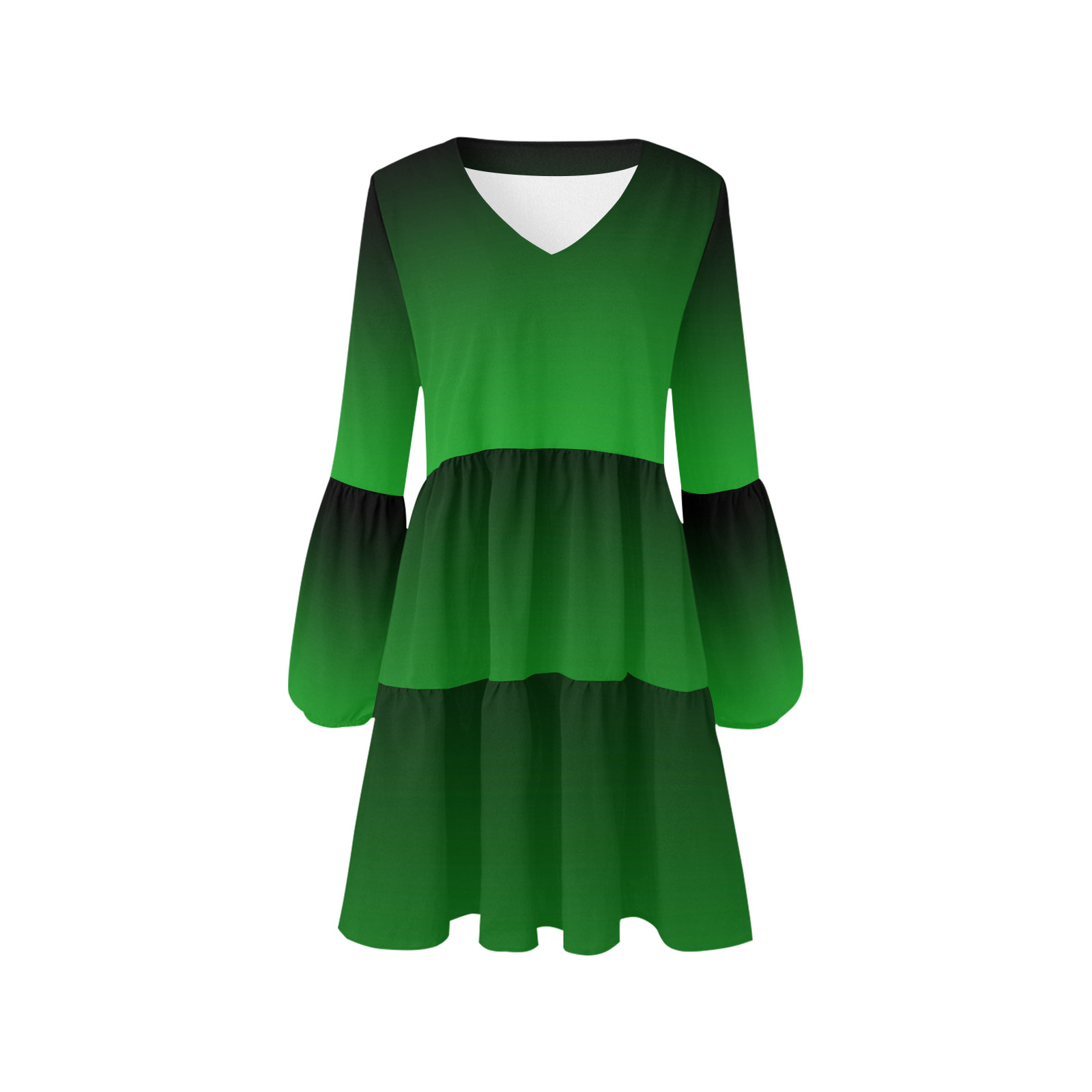 PENDENZA Green V-Neck Loose Fit Dress (Model D62)