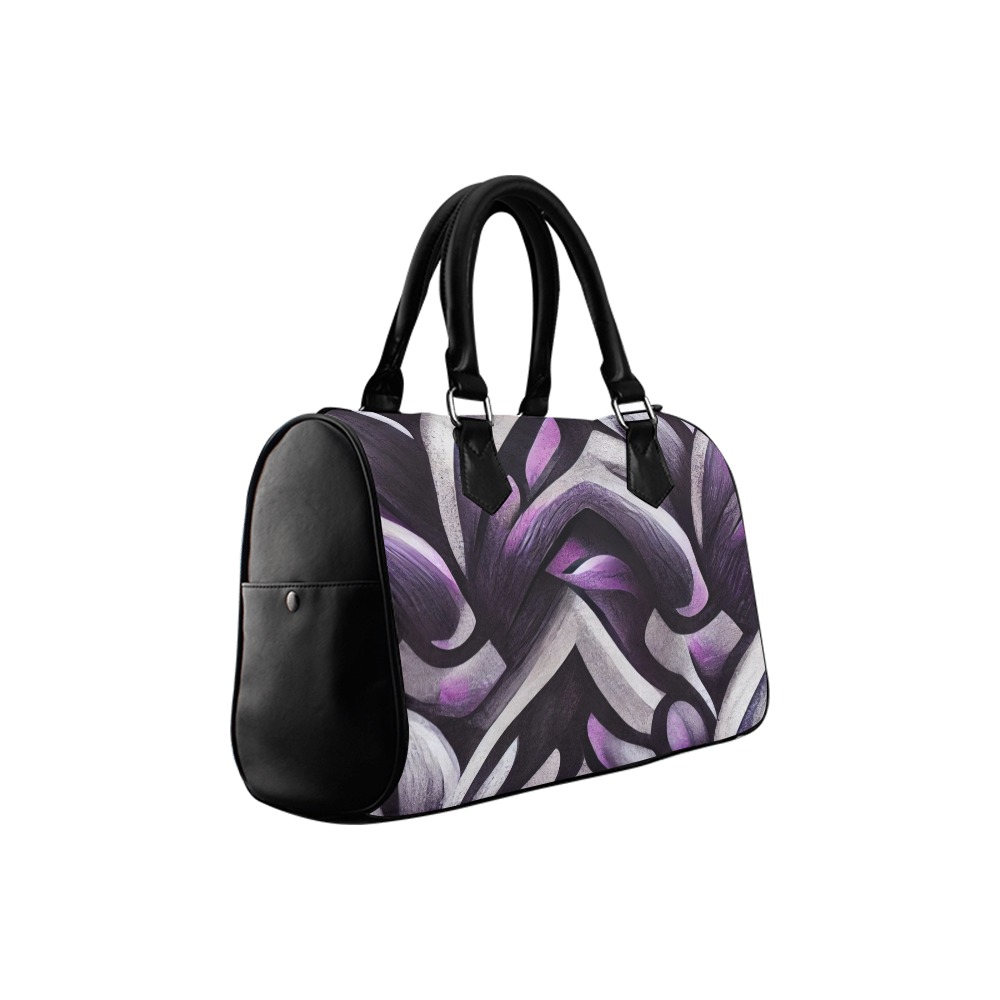 violet and black abstract pattern 6 Boston Handbag (Model 1621)