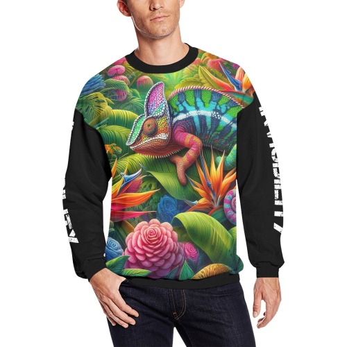 chameleon Men's Oversized Fleece Crew Sweatshirt (Model H18)