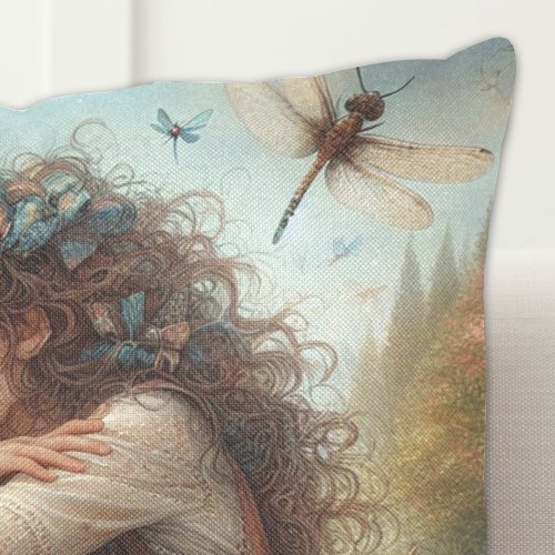 Dragonfly Daydream Linen Zippered Pillowcase 18"x18"(Two Sides&Pack of 2)