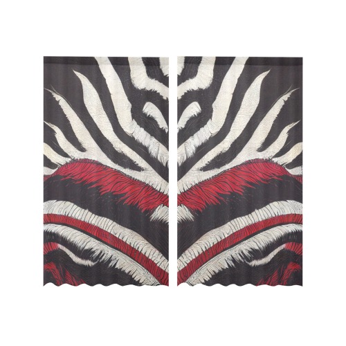 zebra print 3 Gauze Curtain 28"x63" (Two-Piece)