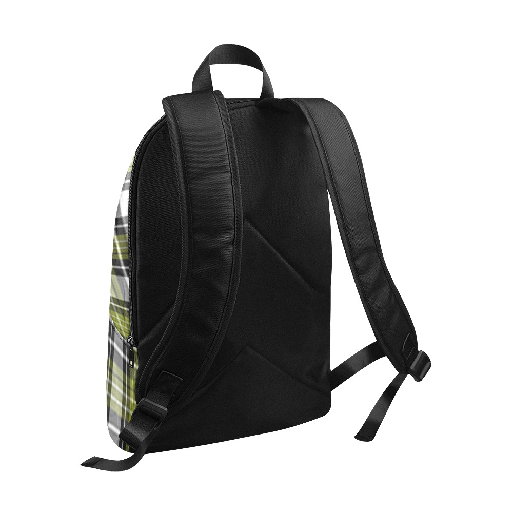 Olive Green Black Plaid Fabric Backpack for Adult (Model 1659)