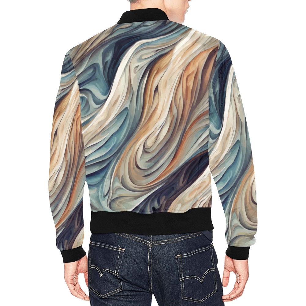 Fantastic curvy lines of pastel colors abstract All Over Print Bomber Jacket for Men (Model H19)