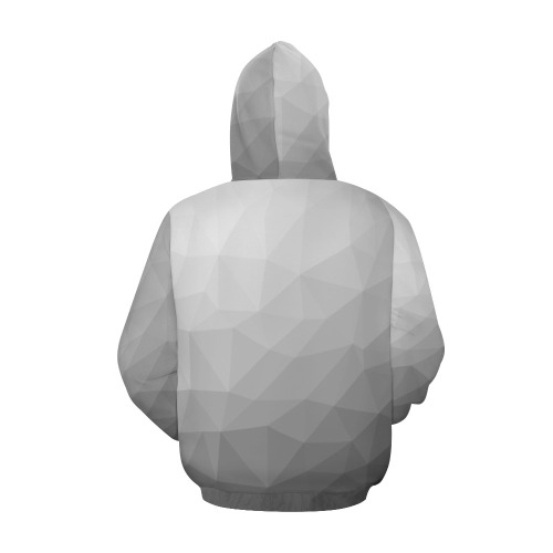 Grey Gradient Geometric Mesh Pattern All Over Print Hoodie for Men (USA Size) (Model H13)