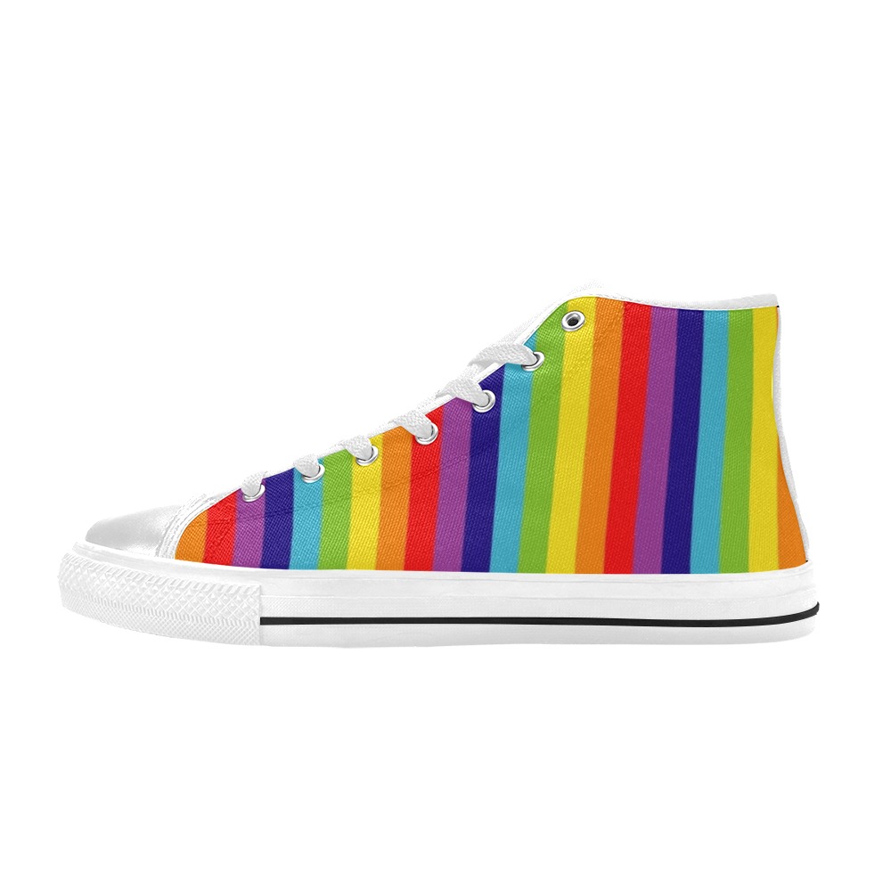 Rainbow Shoes High Top Canvas Shoes for Kid (Model 017)