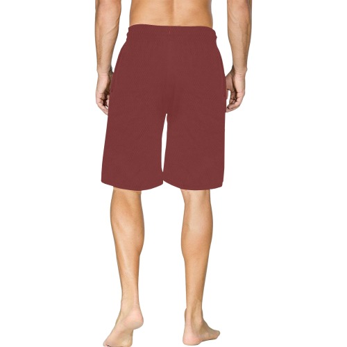 marron All Over Print Basketball Shorts with Pocket