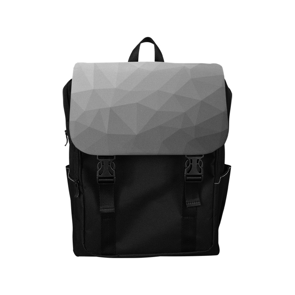 Grey Gradient Geometric Mesh Pattern Casual Shoulders Backpack (Model 1623)