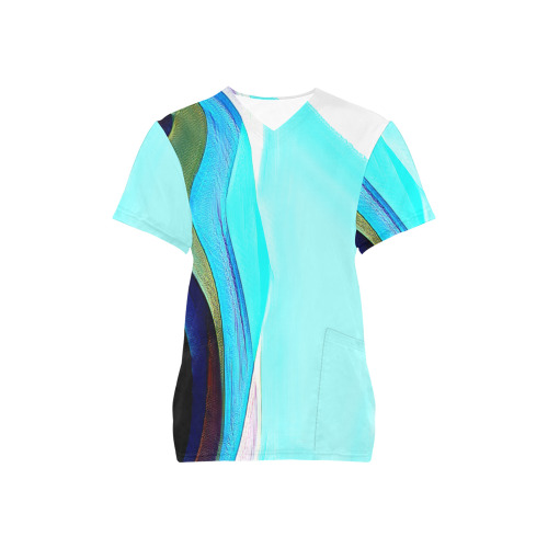 Blue Abstract Art 328 All Over Print Scrub Top