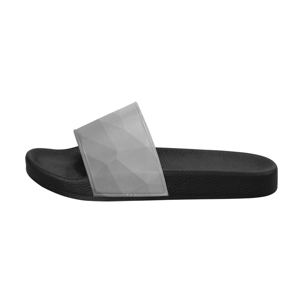 Grey Gradient Geometric Mesh Pattern Men's Slide Sandals (Model 057)