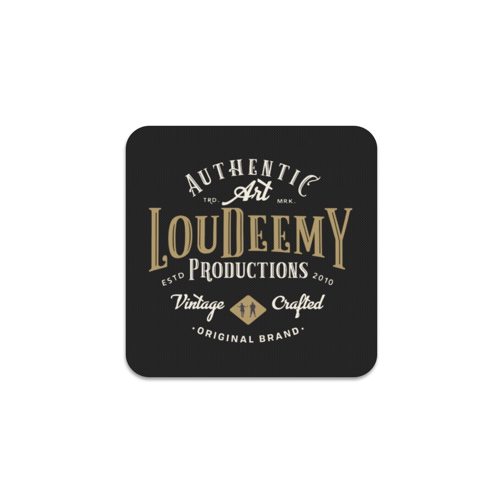 Vintage LouDeemY Badge Black Square Coaster