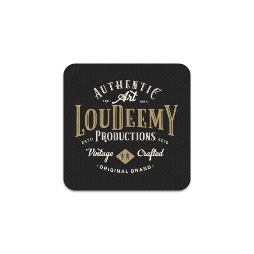 Vintage LouDeemY Badge Black Square Coaster