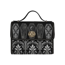 Gothic Coffins Satchel Handbags Waterproof Canvas Bag-Black (All Over Print) (Model 1641)