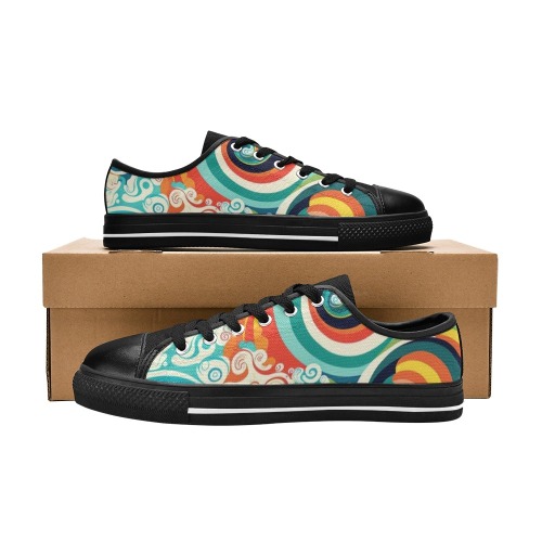 Colorful Ocean Waves Women's Classic Canvas Shoes (Model 018)