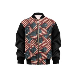 Patriotic USA American Flag Art Vest Style Kids' Bomber Jacket with Pockets (Model H40)