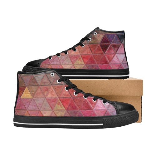 mosaic triangle 3 High Top Canvas Shoes for Kid (Model 017)