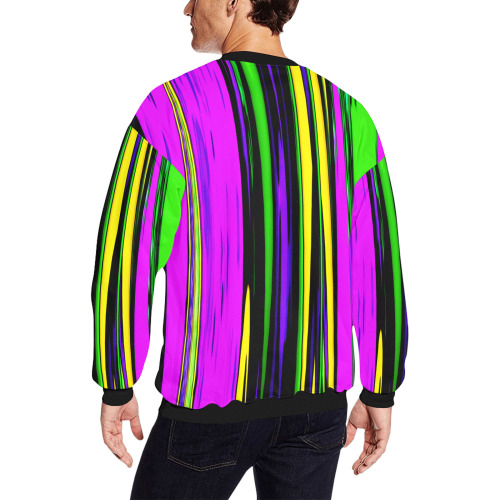Mardi Gras Stripes Men's Oversized Fleece Crew Sweatshirt (Model H18)